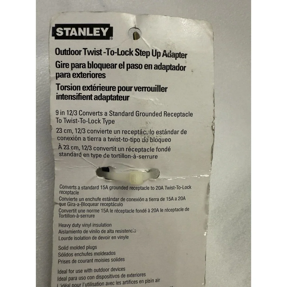 NEW STANLEY OUTDOOR GENERATOR TWIST LOCK STEP UP PIGTAIL ADAPTER 30719